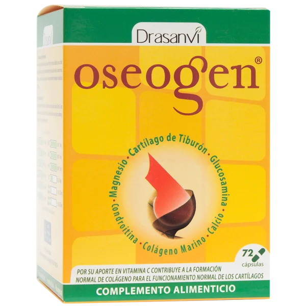 Oseogen - Articular | Complemento Alimenticio para CARTÍLAGO | DE TIBURÓN CARTÍLAGO | COLÁGENO MARINO HIDROLIZADO | MAGNESIO | CALCIO | GLUCOSAMINA y CONDROITINA | 72 Cápsulas