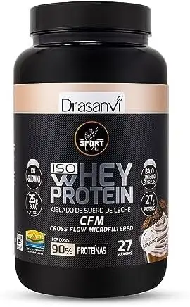 SPORT LIVE Whey protein isolate | Isolado de proteína em pó | Proteinas whey isoladas de soro de leite, proteínas que ajudam a aumentar a sua massa muscular | Capuchino | 800 GR | Drasanvi